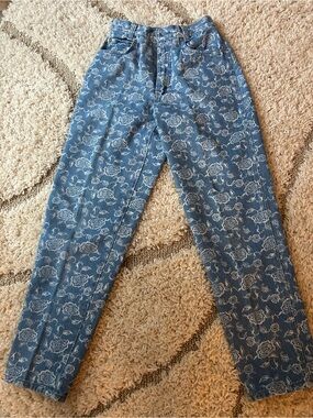 Blue Floral Print Vintage Mizz Lizz jeans